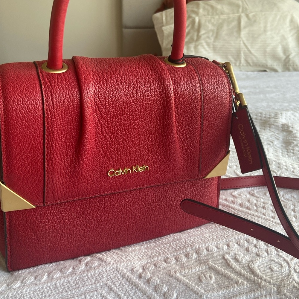 Brand new Calvin Klein Genuine Leather Red Handbag